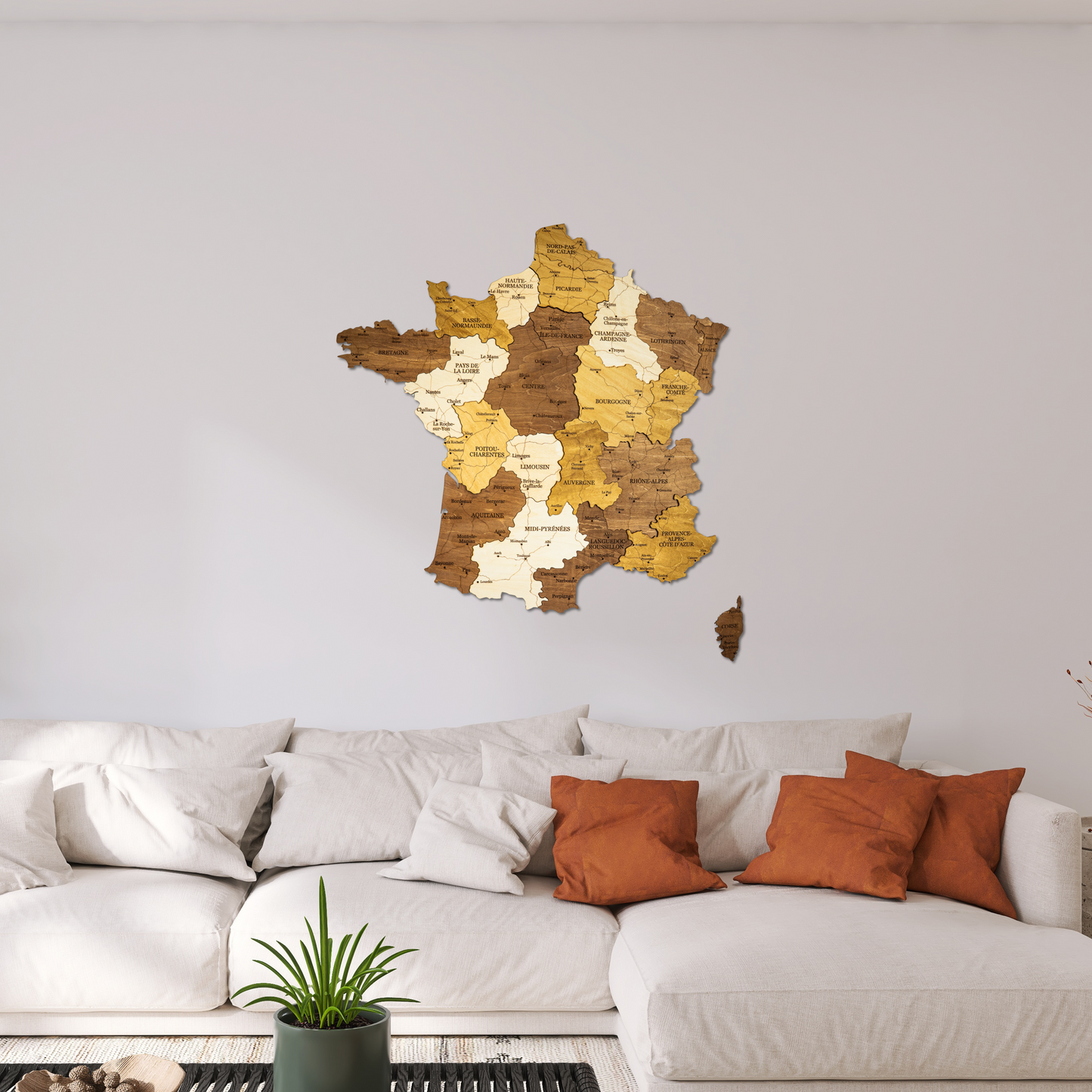 France 3D Wooden Map