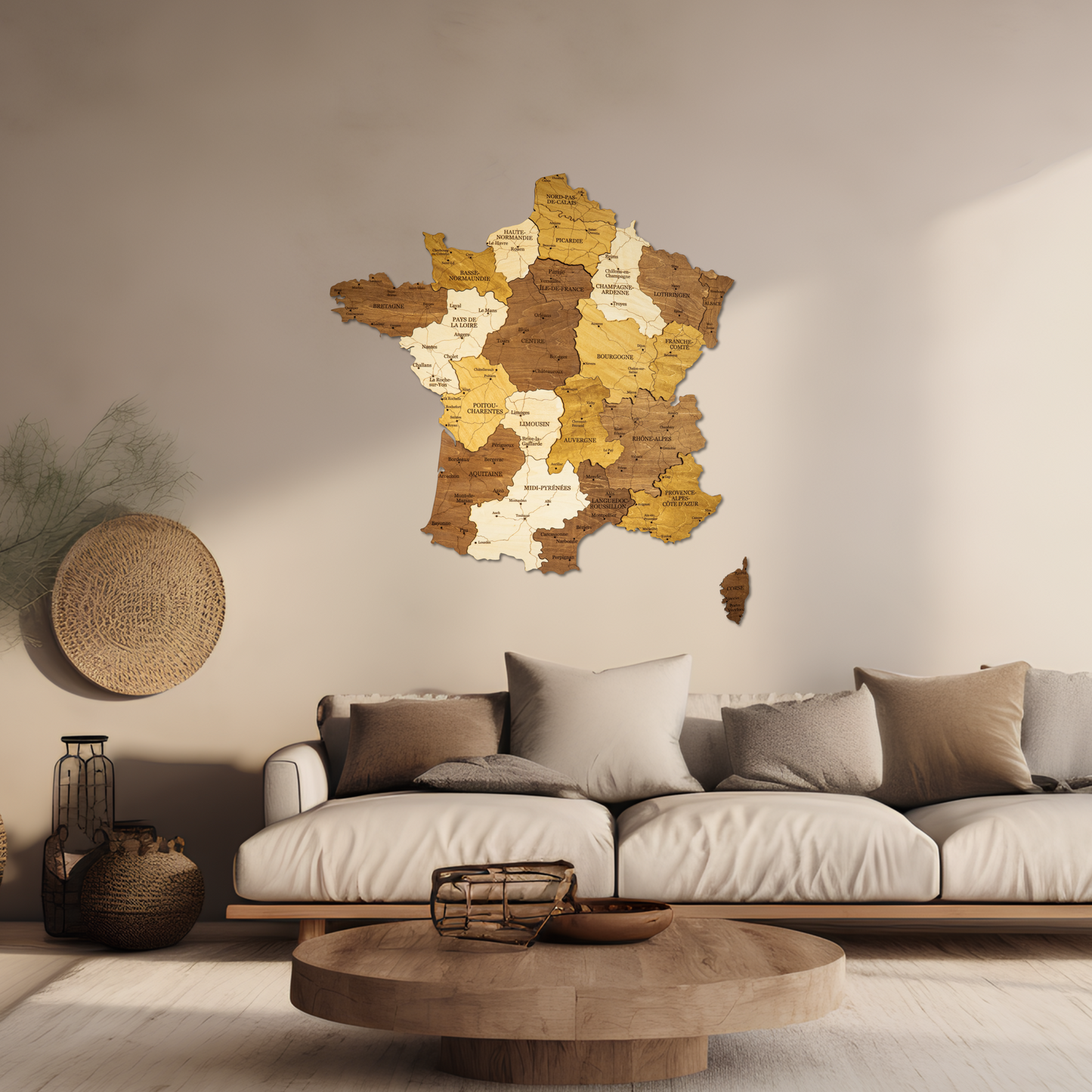 France 3D Wooden Map