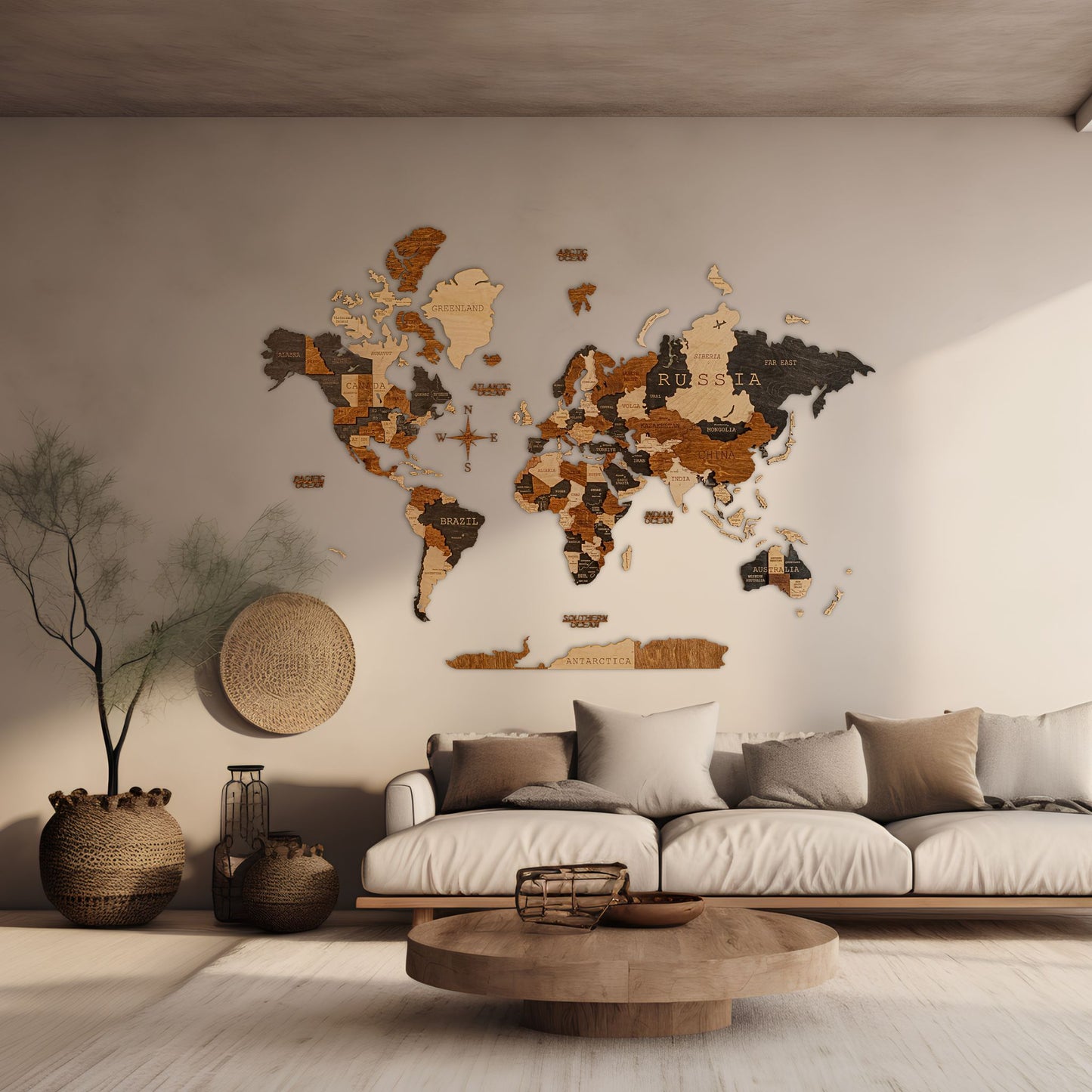 3D World Map (Obsidian Black)
