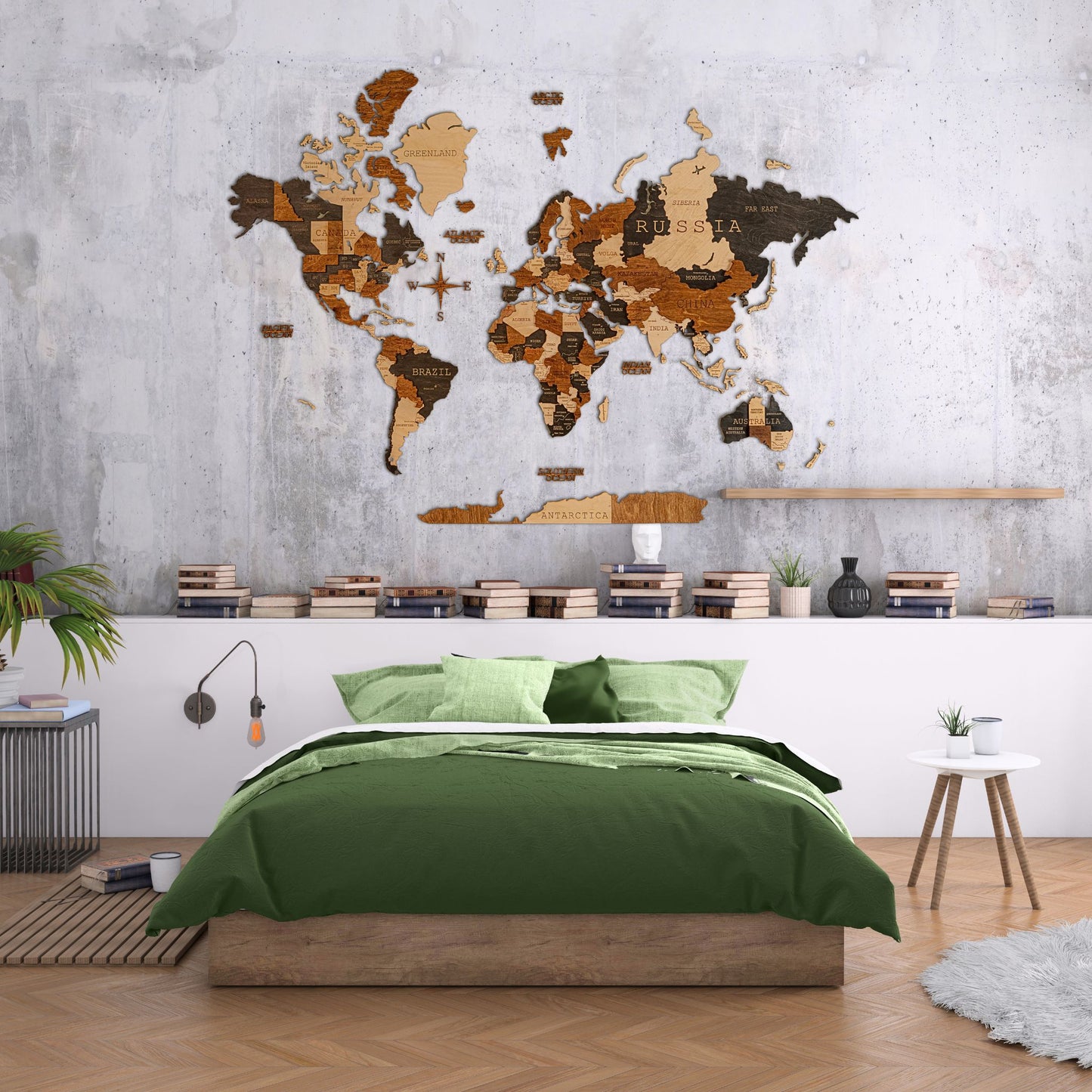 3D World Map (Obsidian Black)