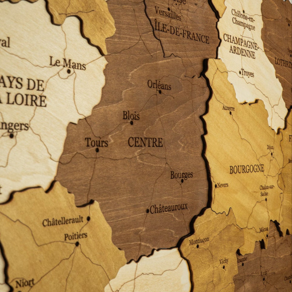 France 3D Wooden Map