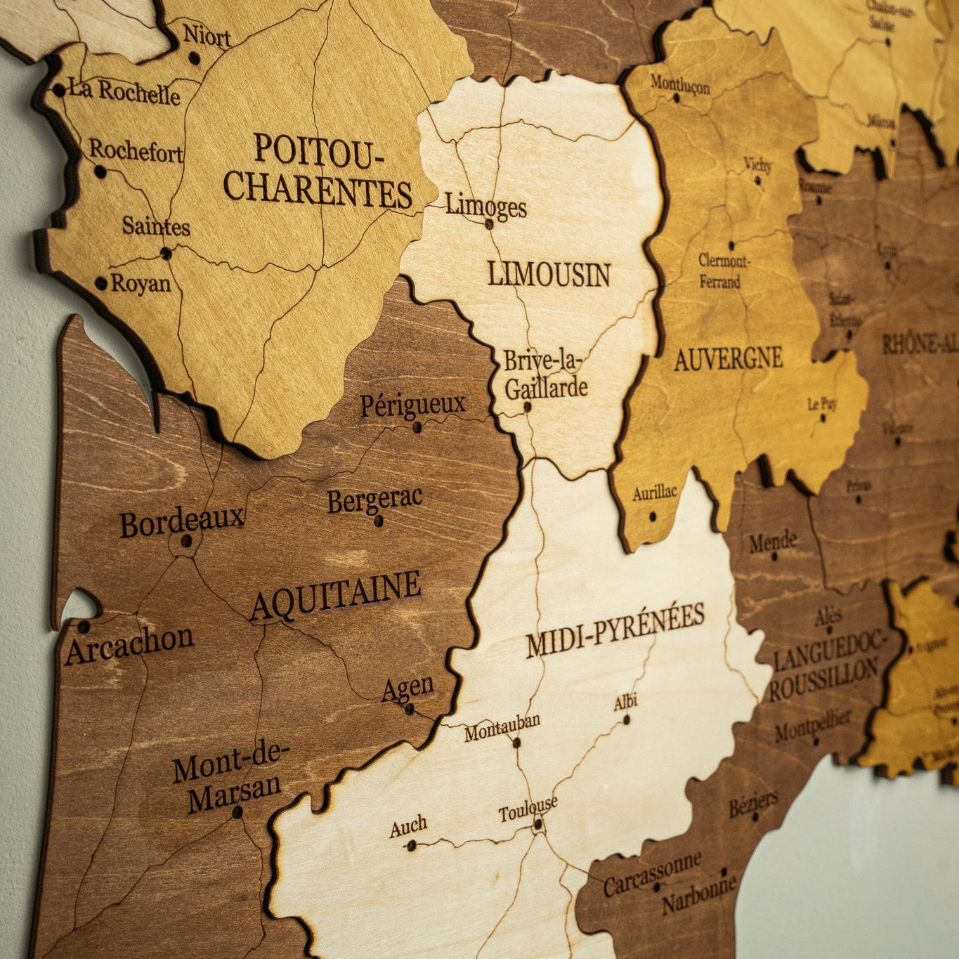France 3D Wooden Map