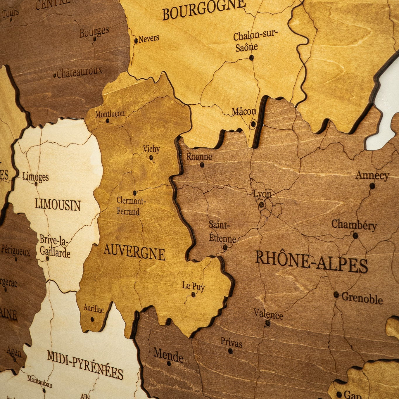 France 3D Wooden Map