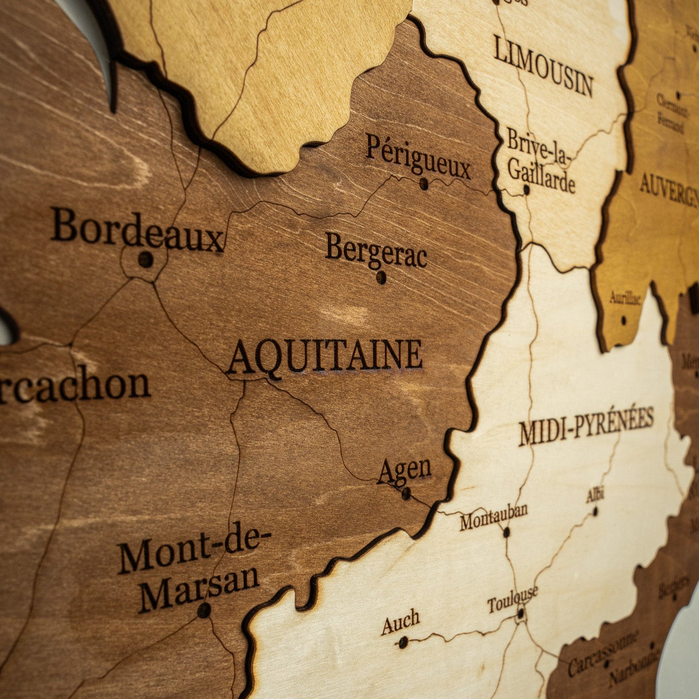 France 3D Wooden Map