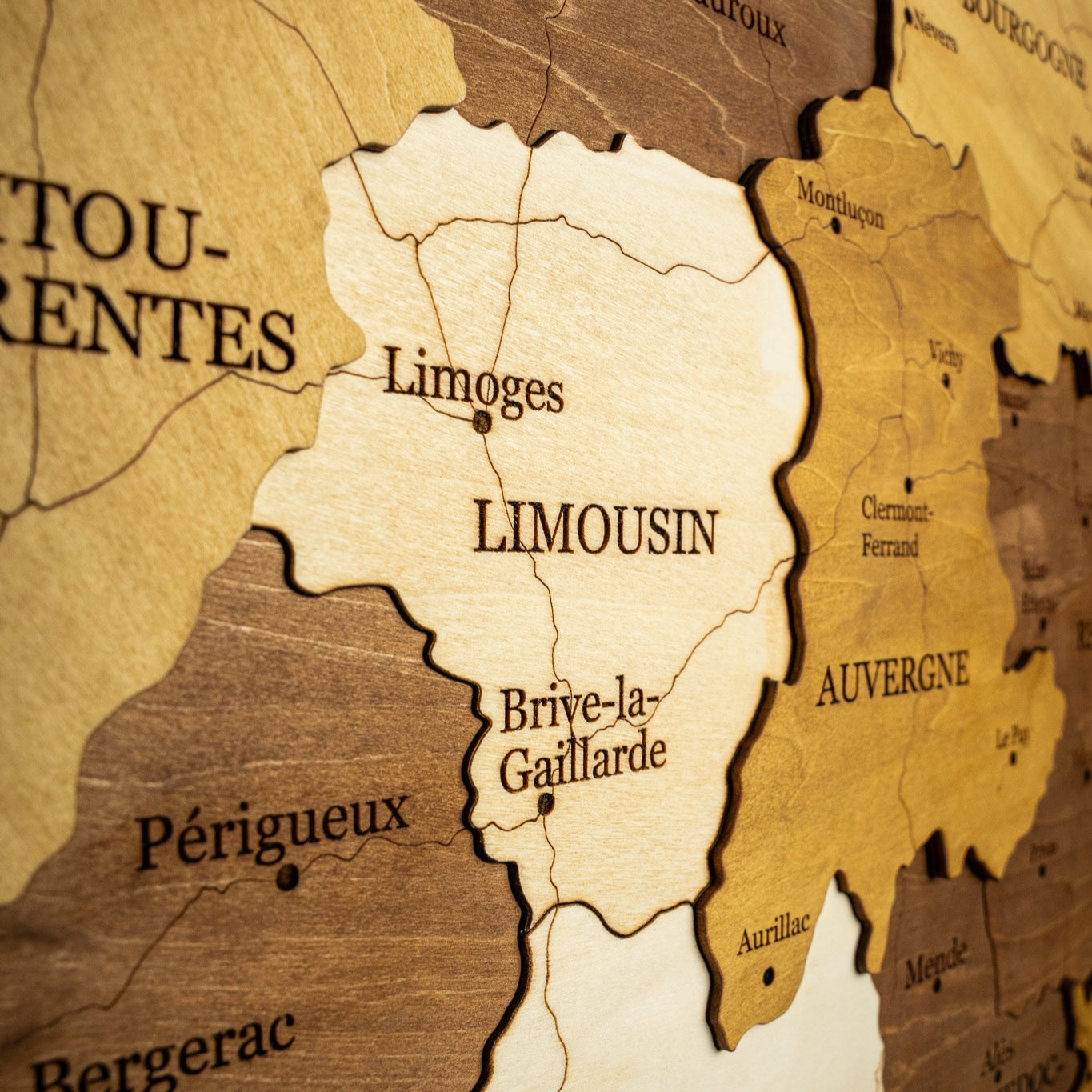 France 3D Wooden Map