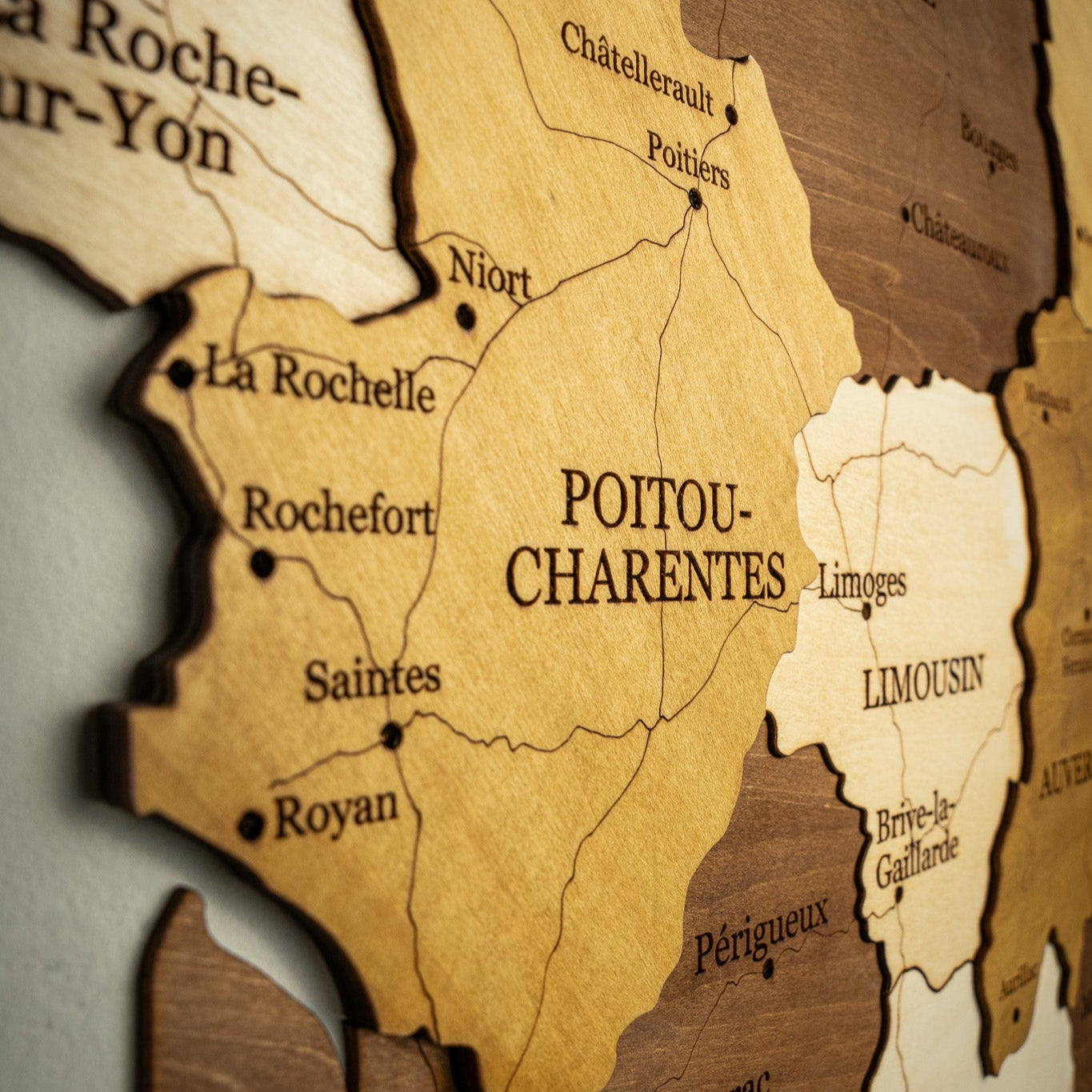 France 3D Wooden Map