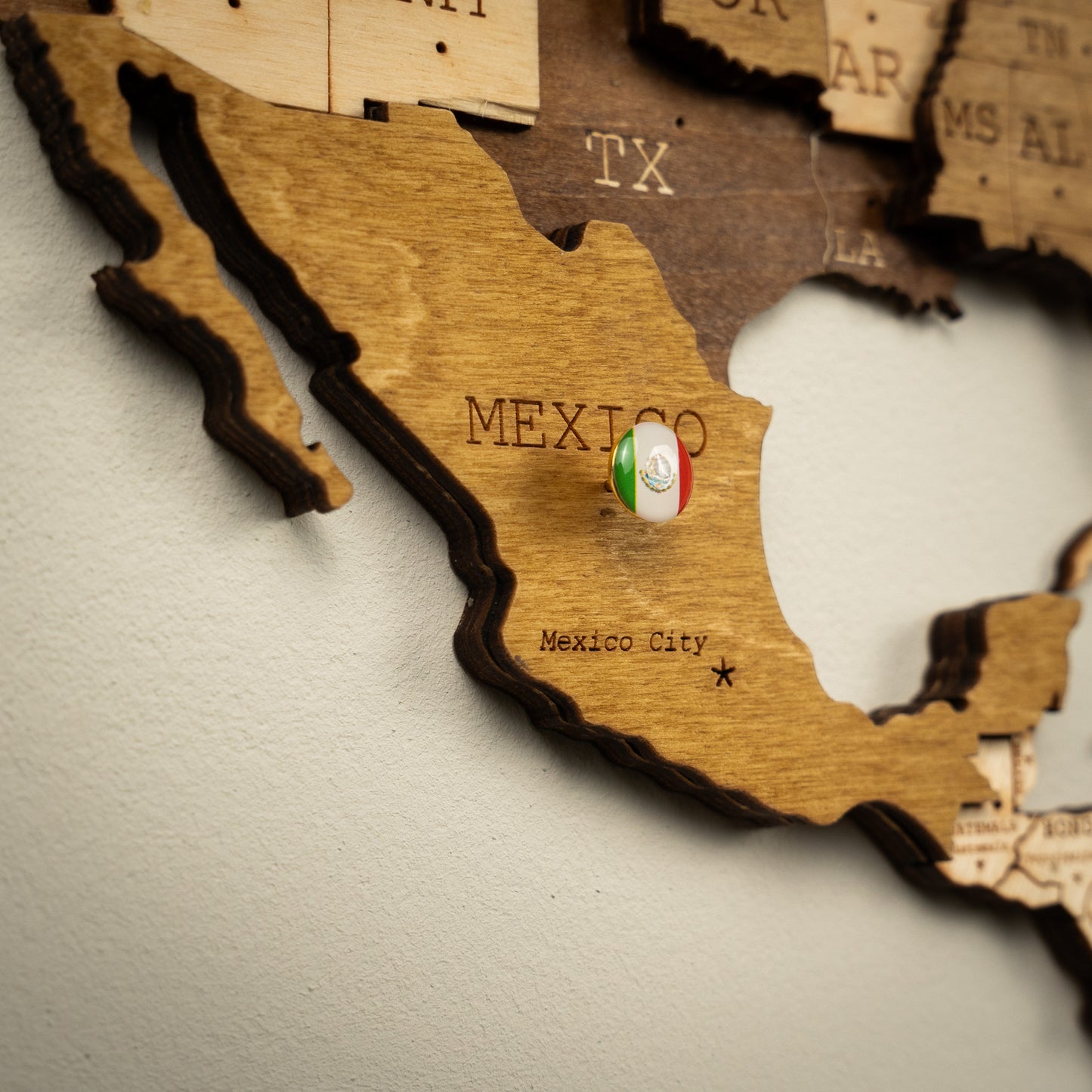 3D World Map (Midnight Oak Brown)