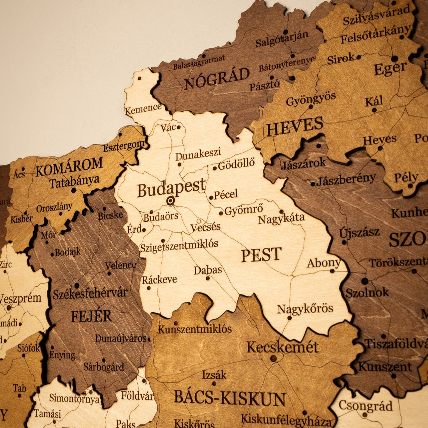 Hungary 3D Wooden Map