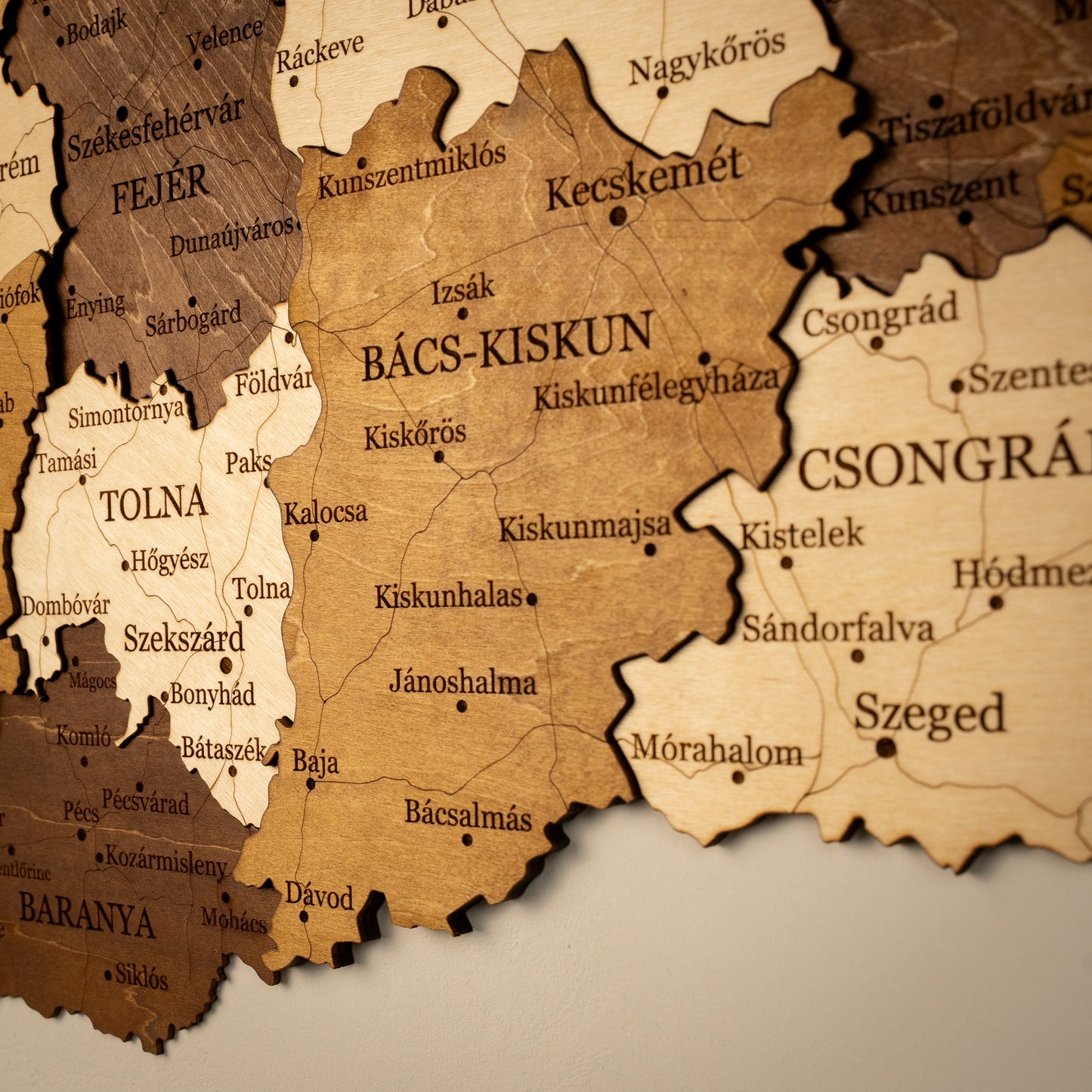 Hungary 3D Wooden Map
