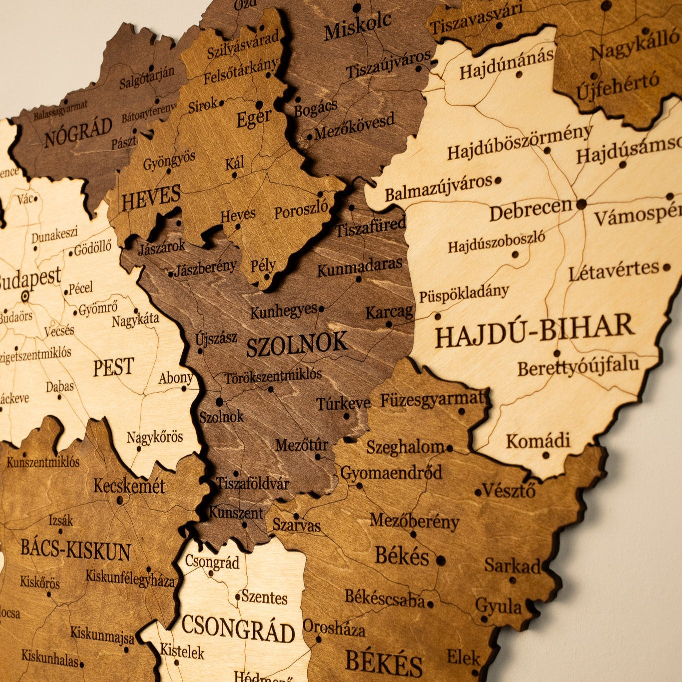 Hungary 3D Wooden Map
