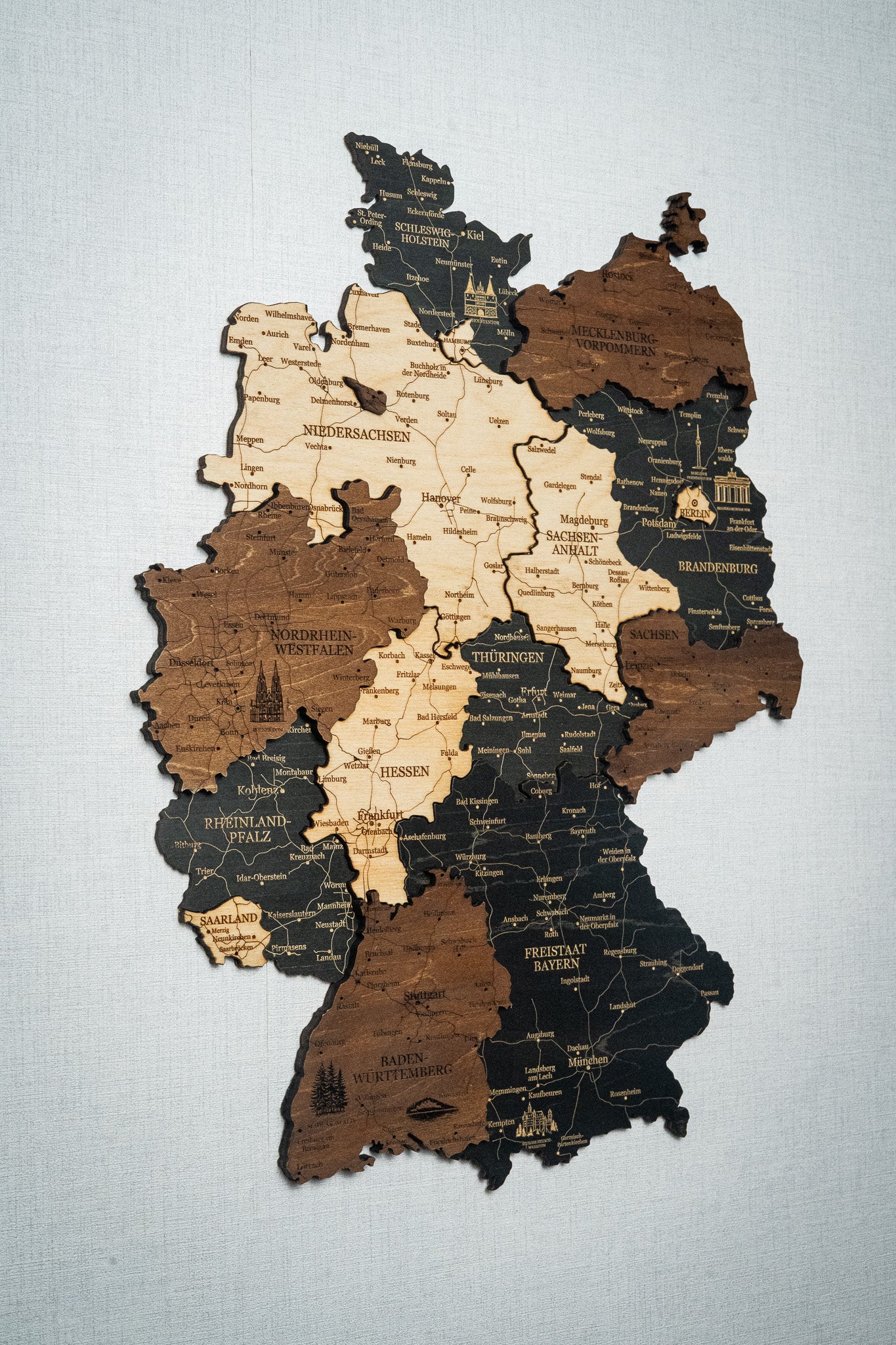 Germany 3D Wooden Map