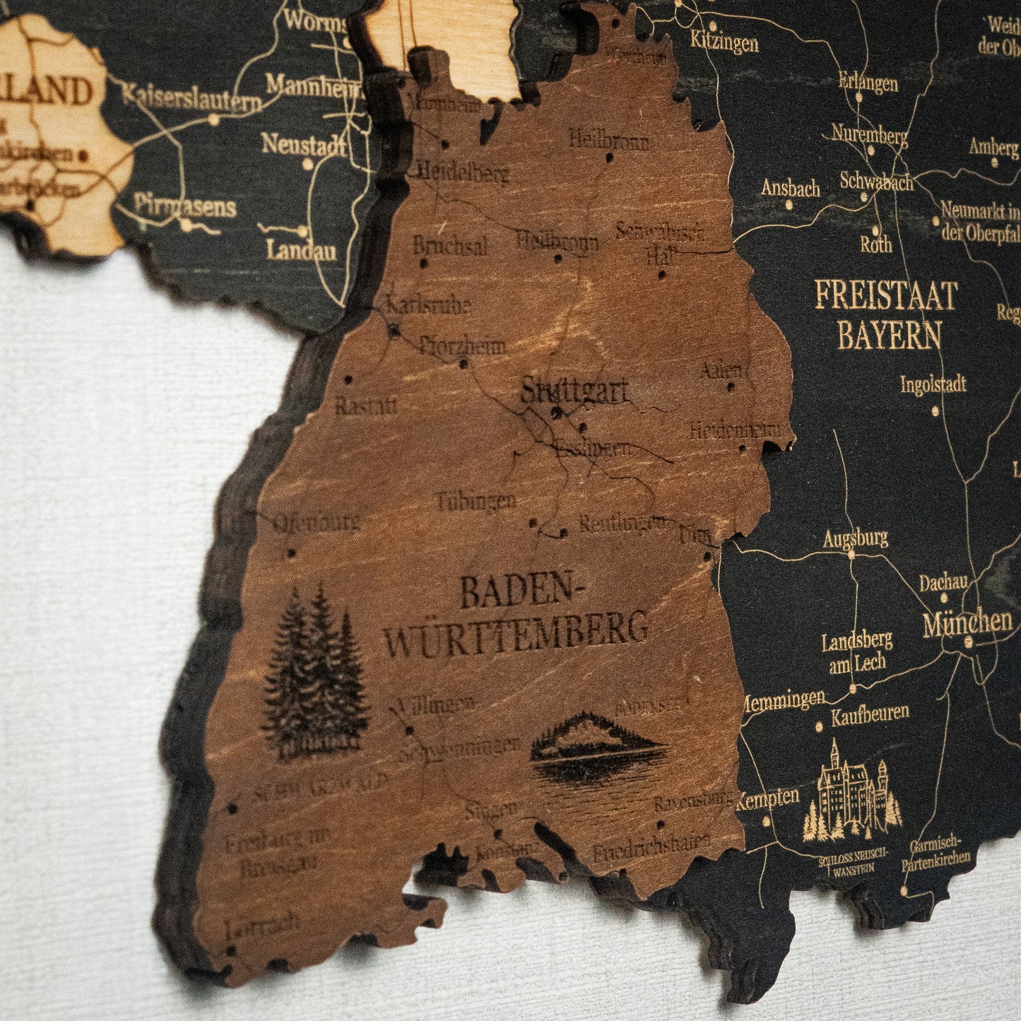 Germany 3D Wooden Map