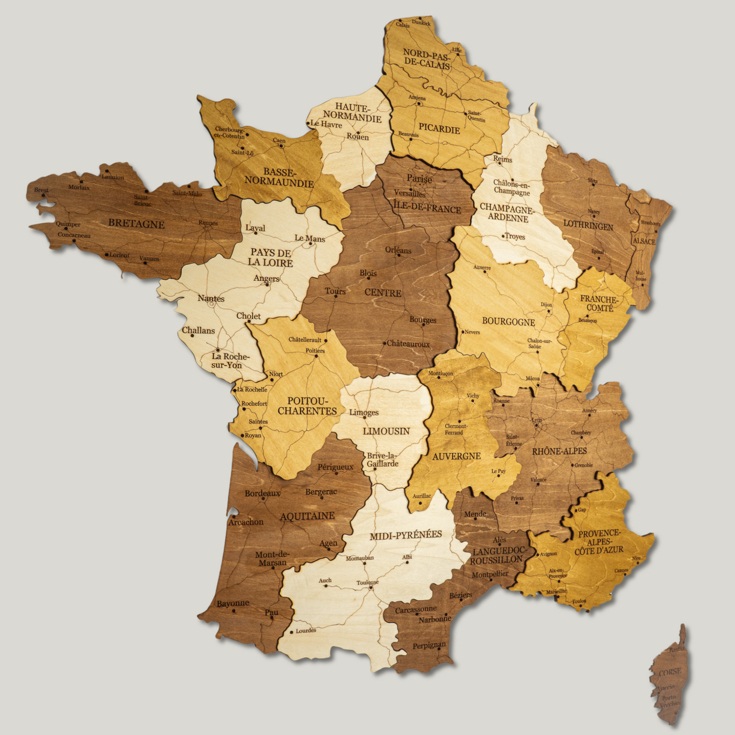 France 3D Wooden Map