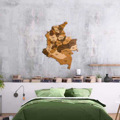 🇨🇴 Colombia 3D Wooden Map
