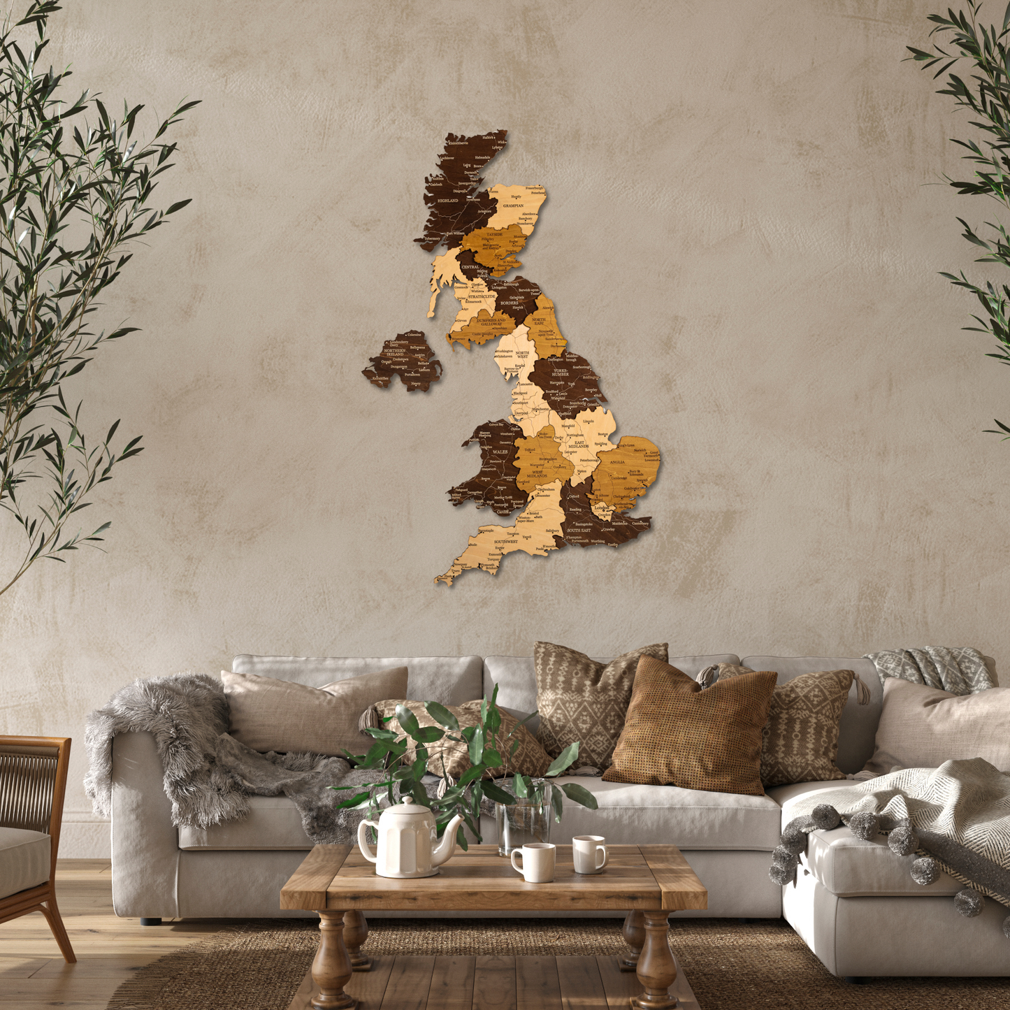 Τρισδιάστατος ξύλινος χάρτης Ηνωμένου Βασιλείου