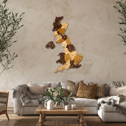 UK 3D Wooden Map