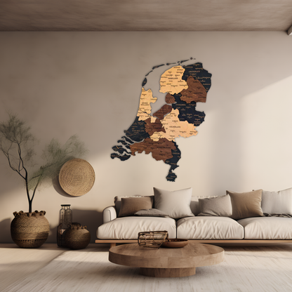 🇳🇱 Netherlands 3D Wooden Map
