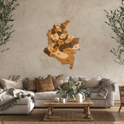 🇨🇴 Colombia 3D Wooden Map