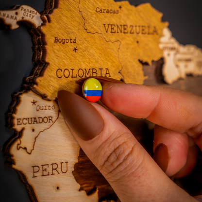 Multicolor 3D World Map (Black & Brown tones)