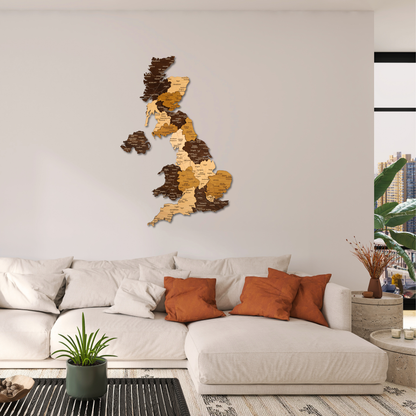 Τρισδιάστατος ξύλινος χάρτης Ηνωμένου Βασιλείου