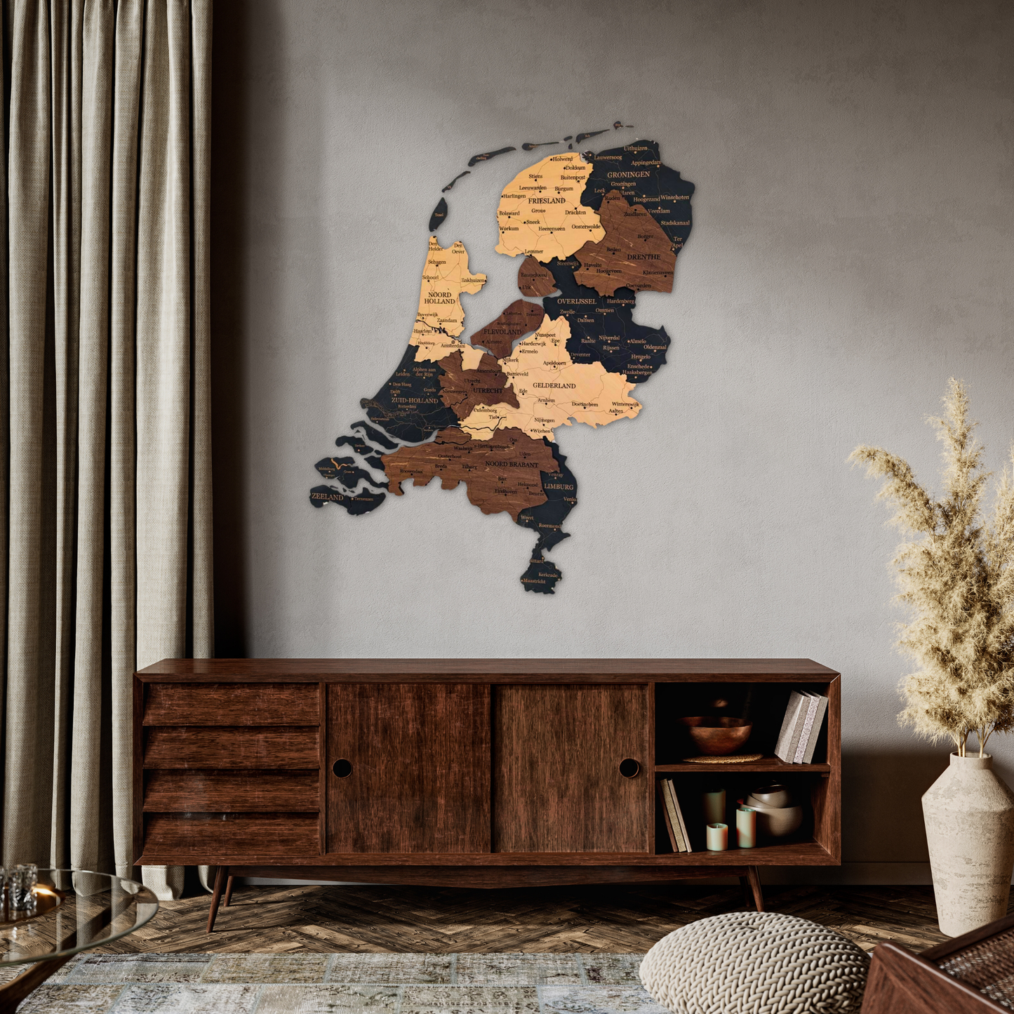 🇳🇱 Netherlands 3D Wooden Map