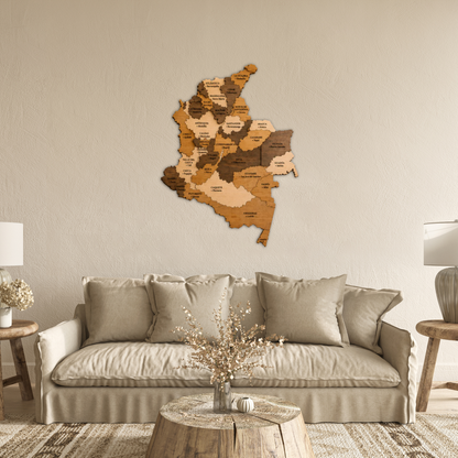 🇨🇴 Colombia 3D Wooden Map