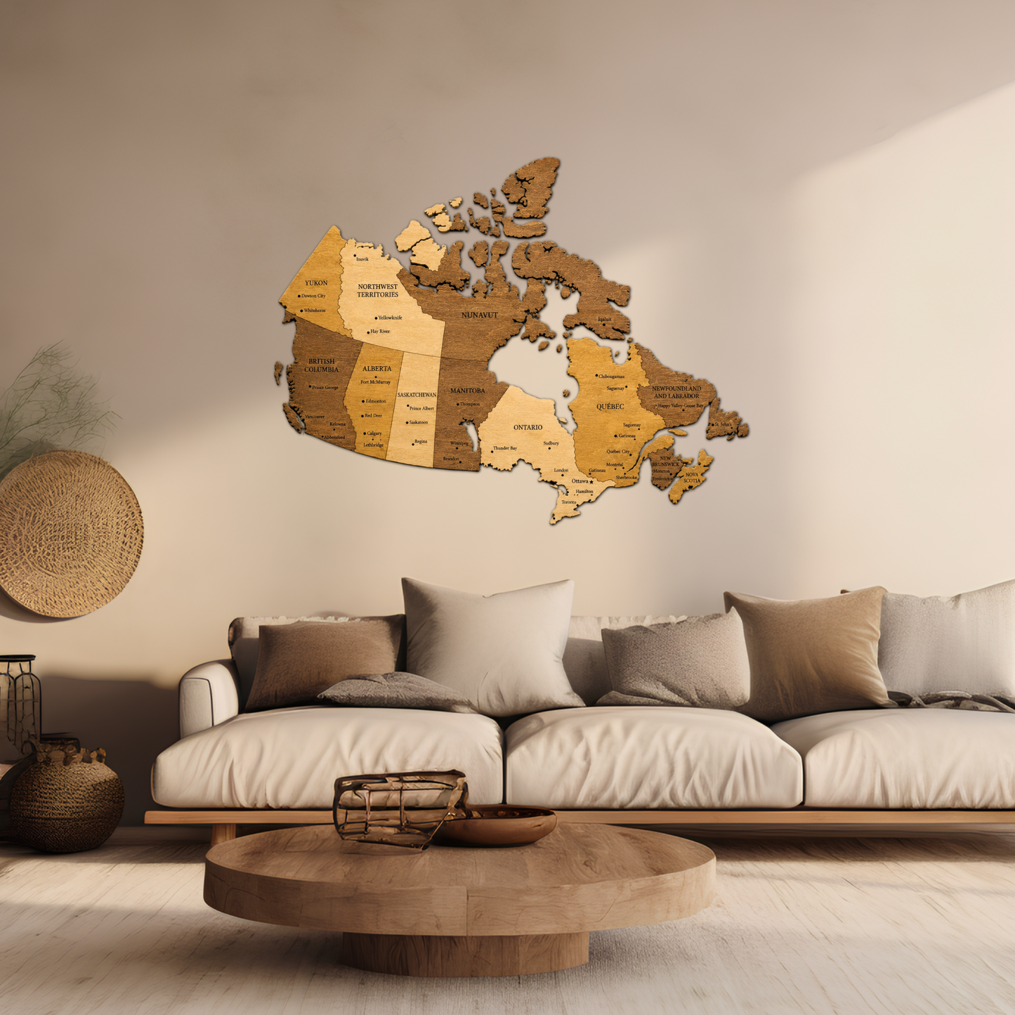 🇨🇦 Canada 3D Wooden Map