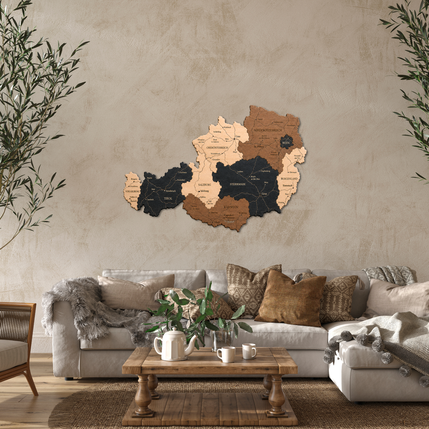 🇦🇹 Austria 3D Wooden Map