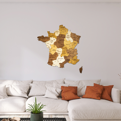 France 3D Wooden Map