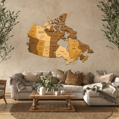 🇨🇦 Canada 3D Wooden Map