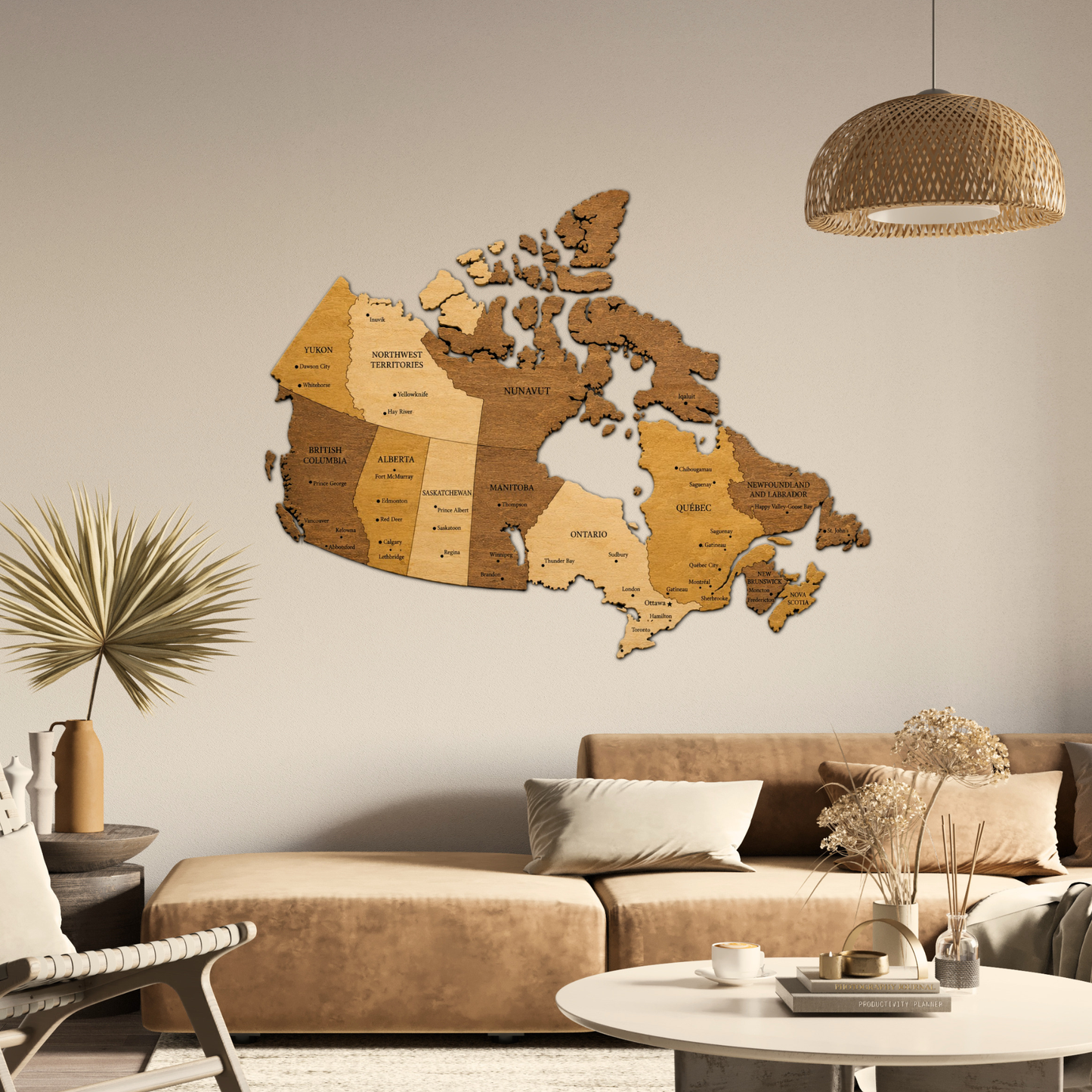 🇨🇦 Canada 3D Wooden Map