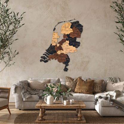 🇳🇱 Netherlands 3D Wooden Map