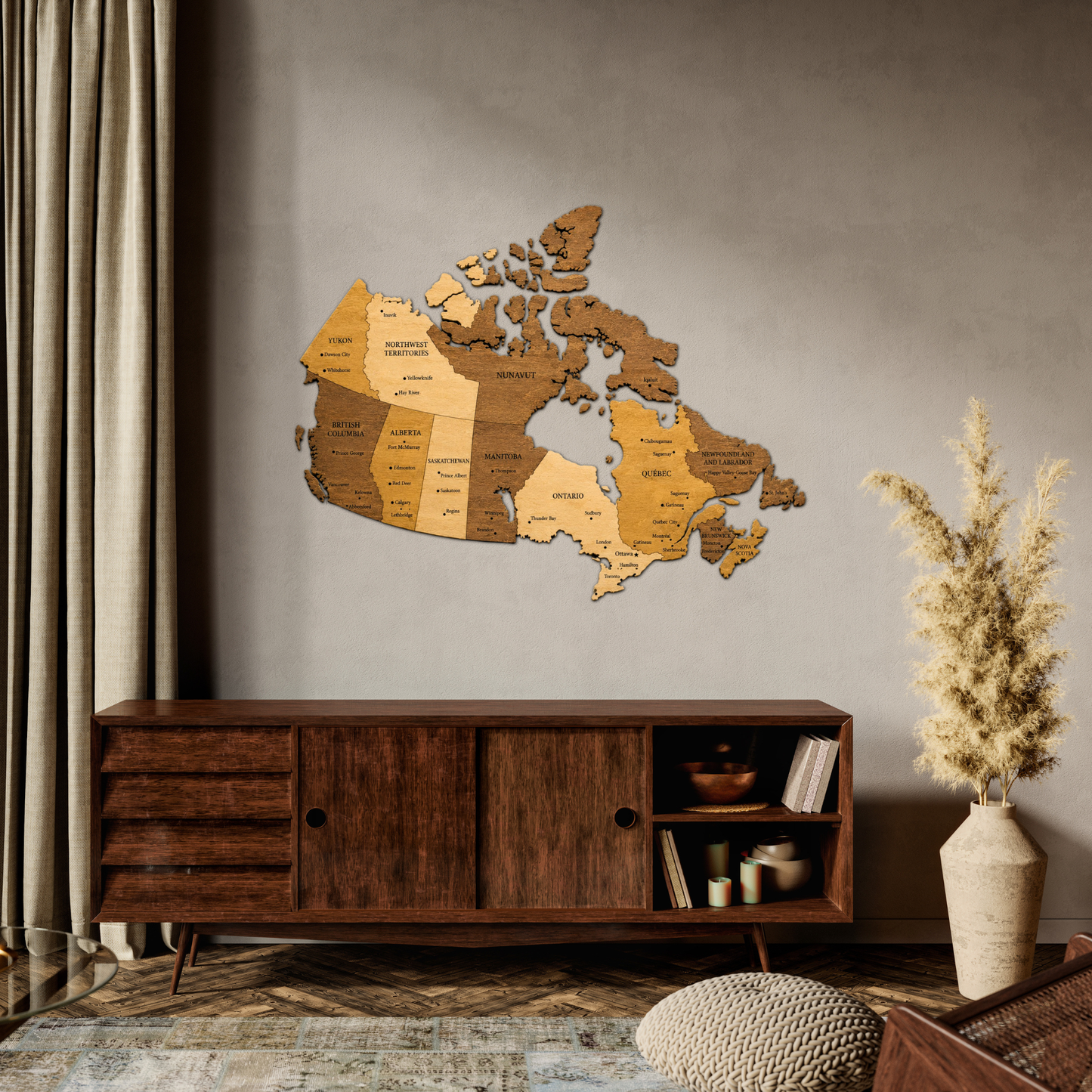🇨🇦 Canada 3D Wooden Map