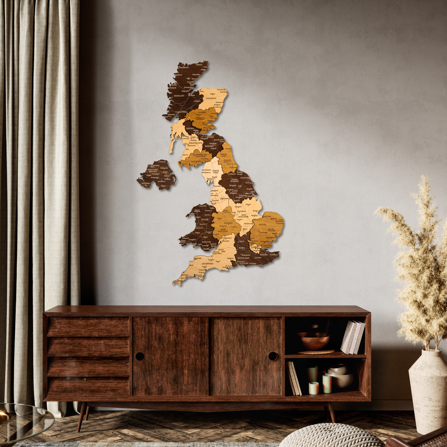 Τρισδιάστατος ξύλινος χάρτης Ηνωμένου Βασιλείου