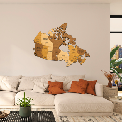 🇨🇦 Canada 3D Wooden Map