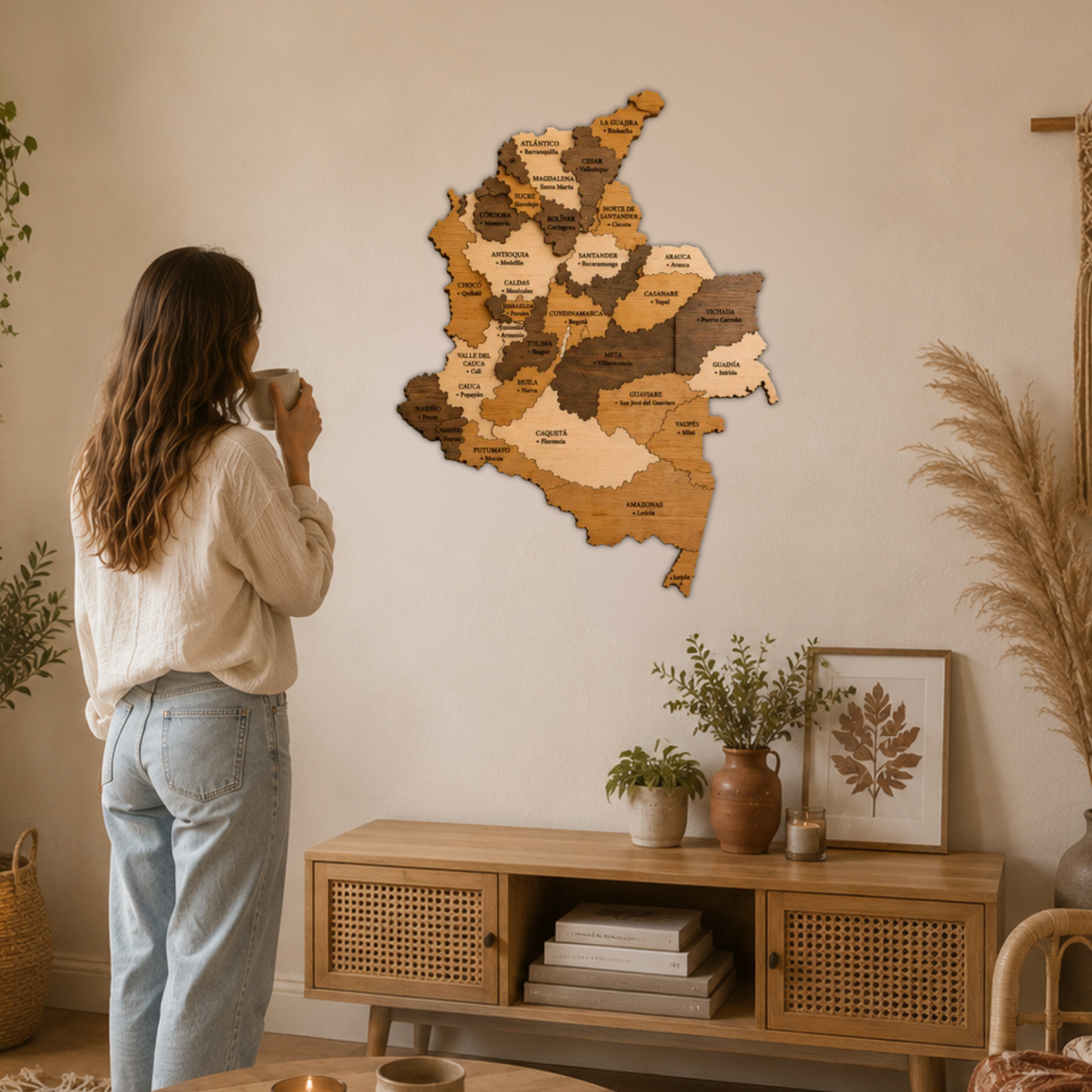 🇨🇴 Colombia 3D Wooden Map