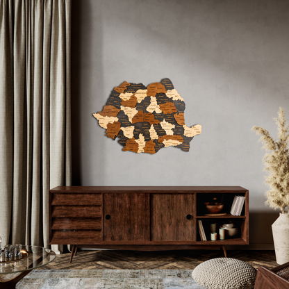 Romania 3D Wooden Map