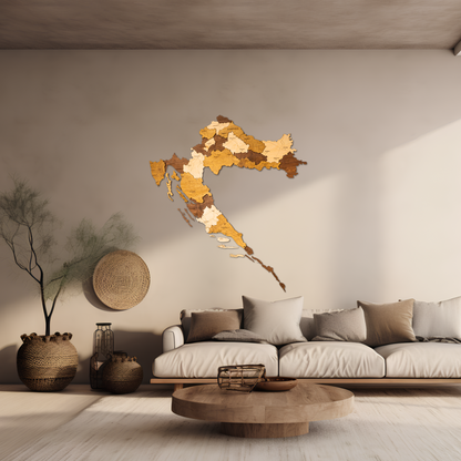Croatia 3D Wooden Map
