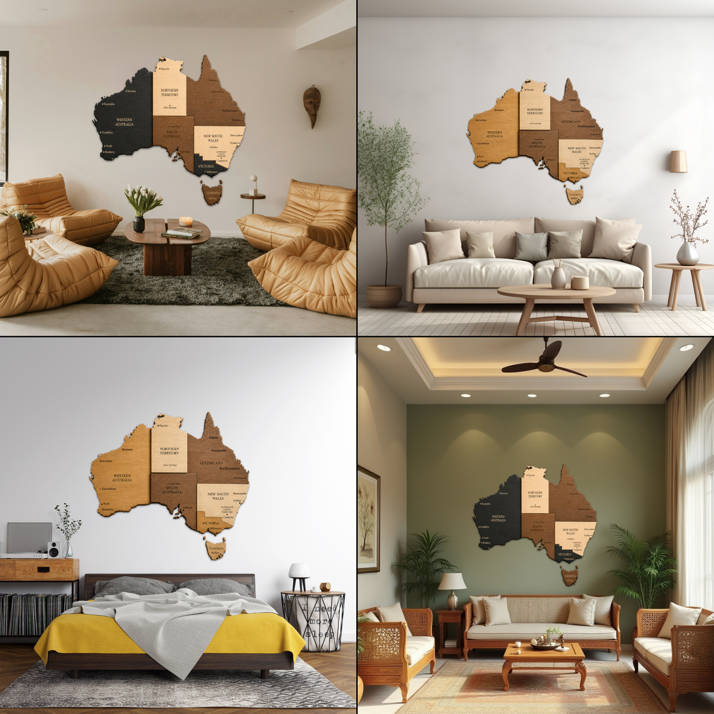 🇦🇺 Australia 3D Wooden Map