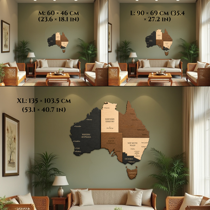 🇦🇺 Australia 3D Wooden Map