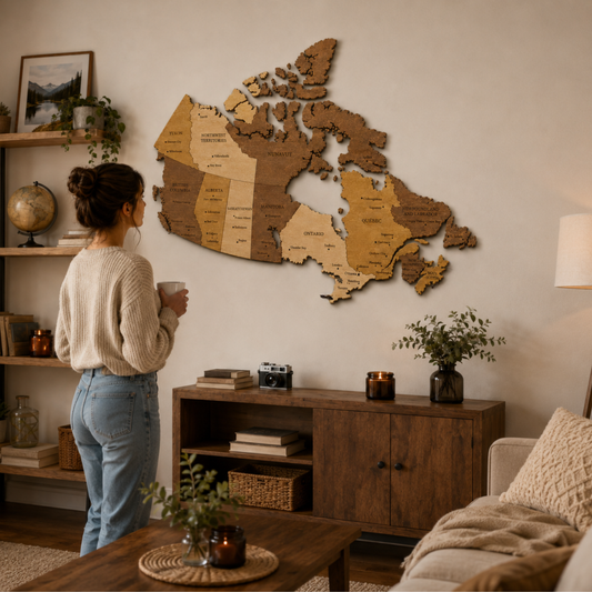 🇨🇦 Canada 3D Wooden Map