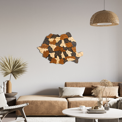 Romania 3D Wooden Map