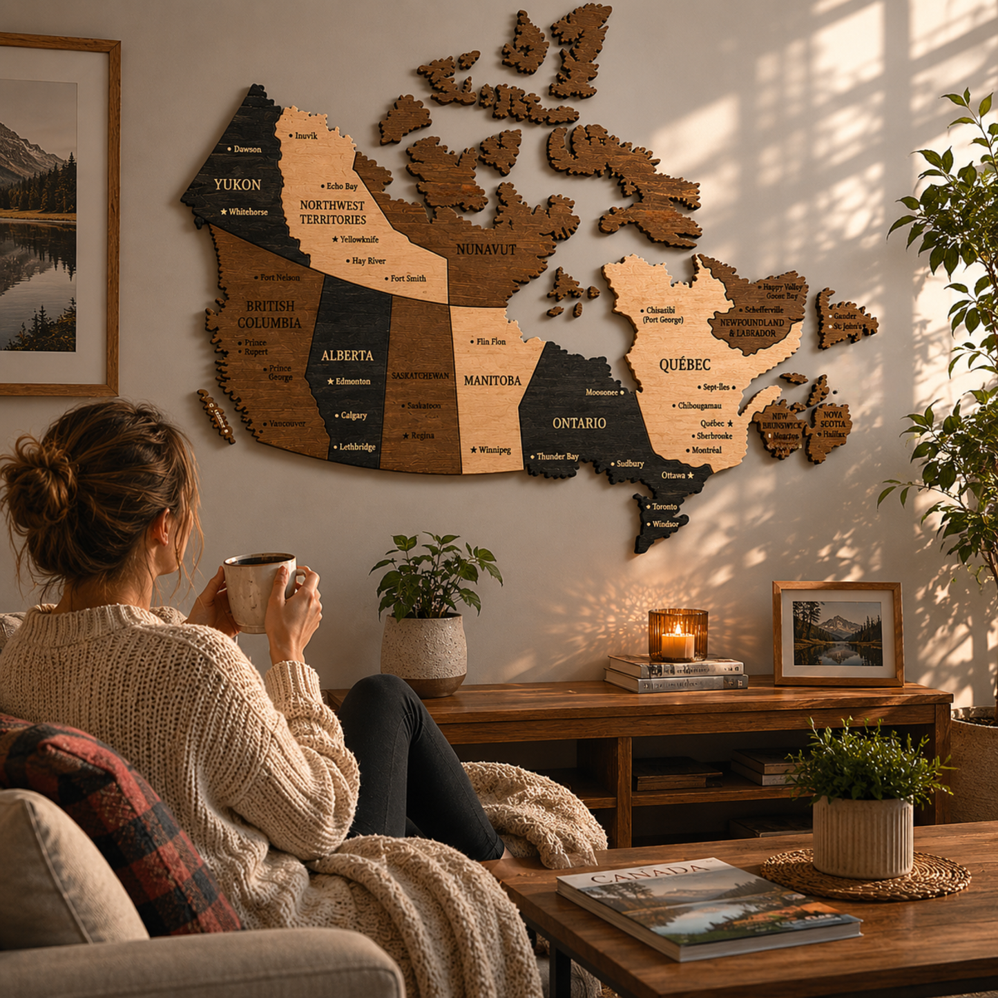 🇨🇦 Canada 3D Wooden Map