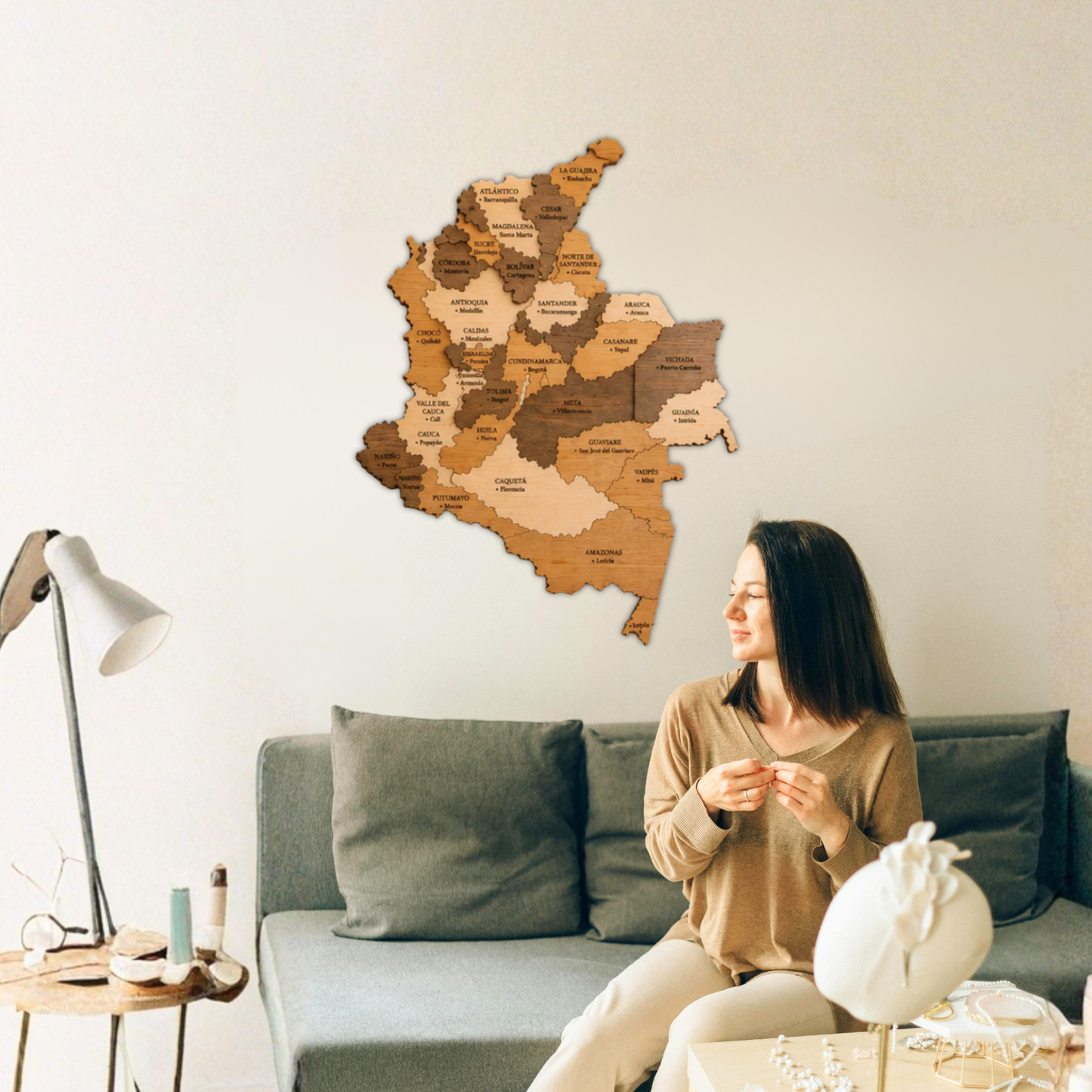 🇨🇴 Colombia 3D Wooden Map