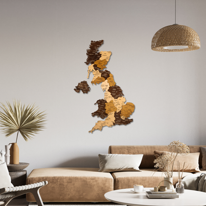 Τρισδιάστατος ξύλινος χάρτης Ηνωμένου Βασιλείου