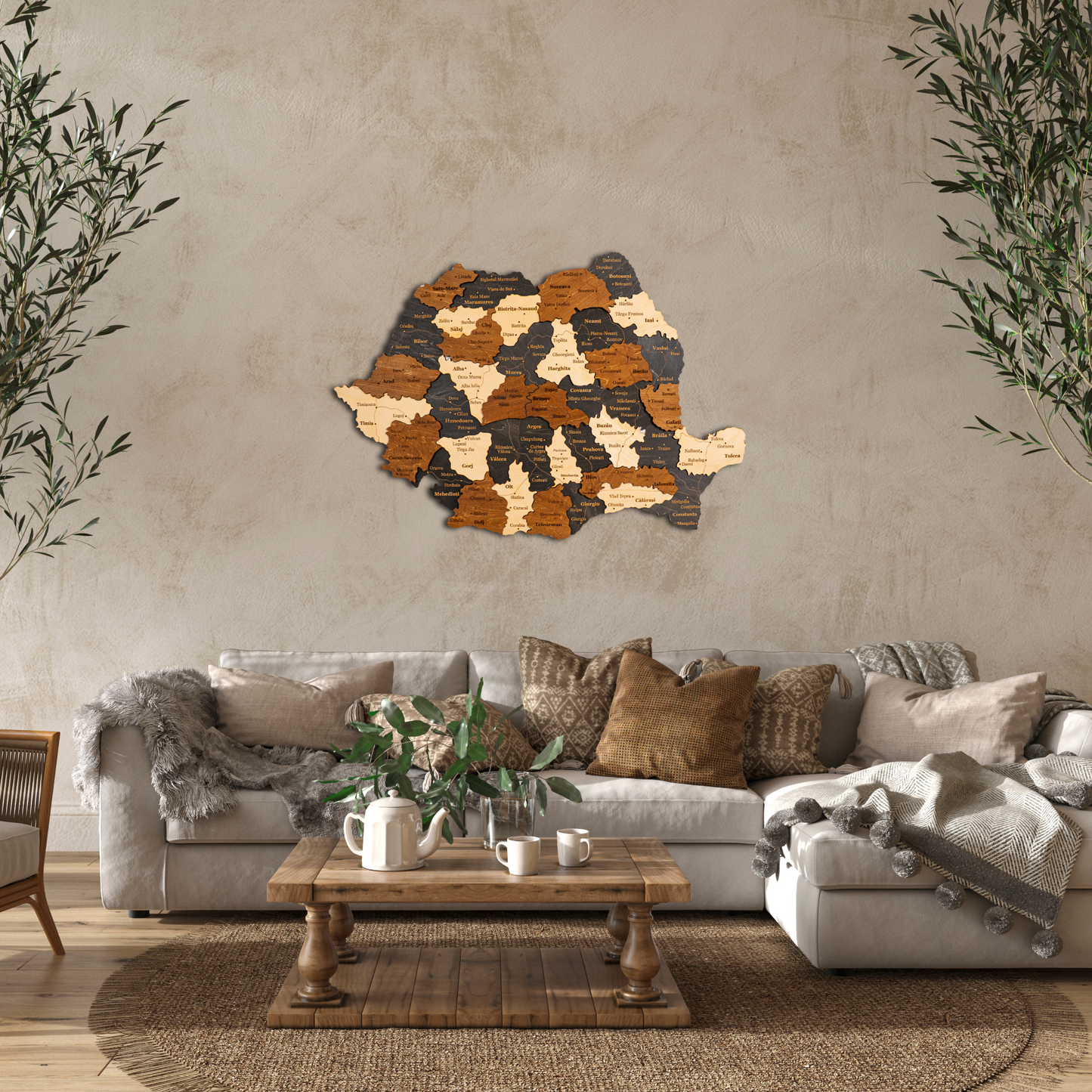 Romania 3D Wooden Map