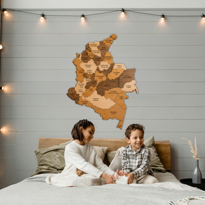 🇨🇴 Colombia 3D Wooden Map