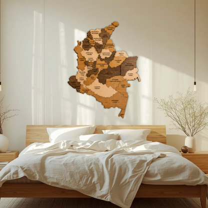 🇨🇴 Colombia 3D Wooden Map