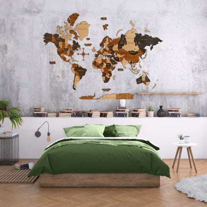3D World Map (Obsidian Black)