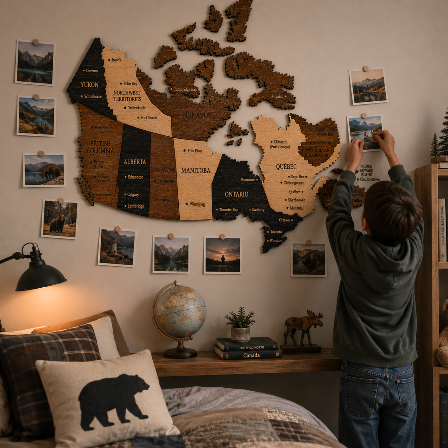 🇨🇦 Canada 3D Wooden Map